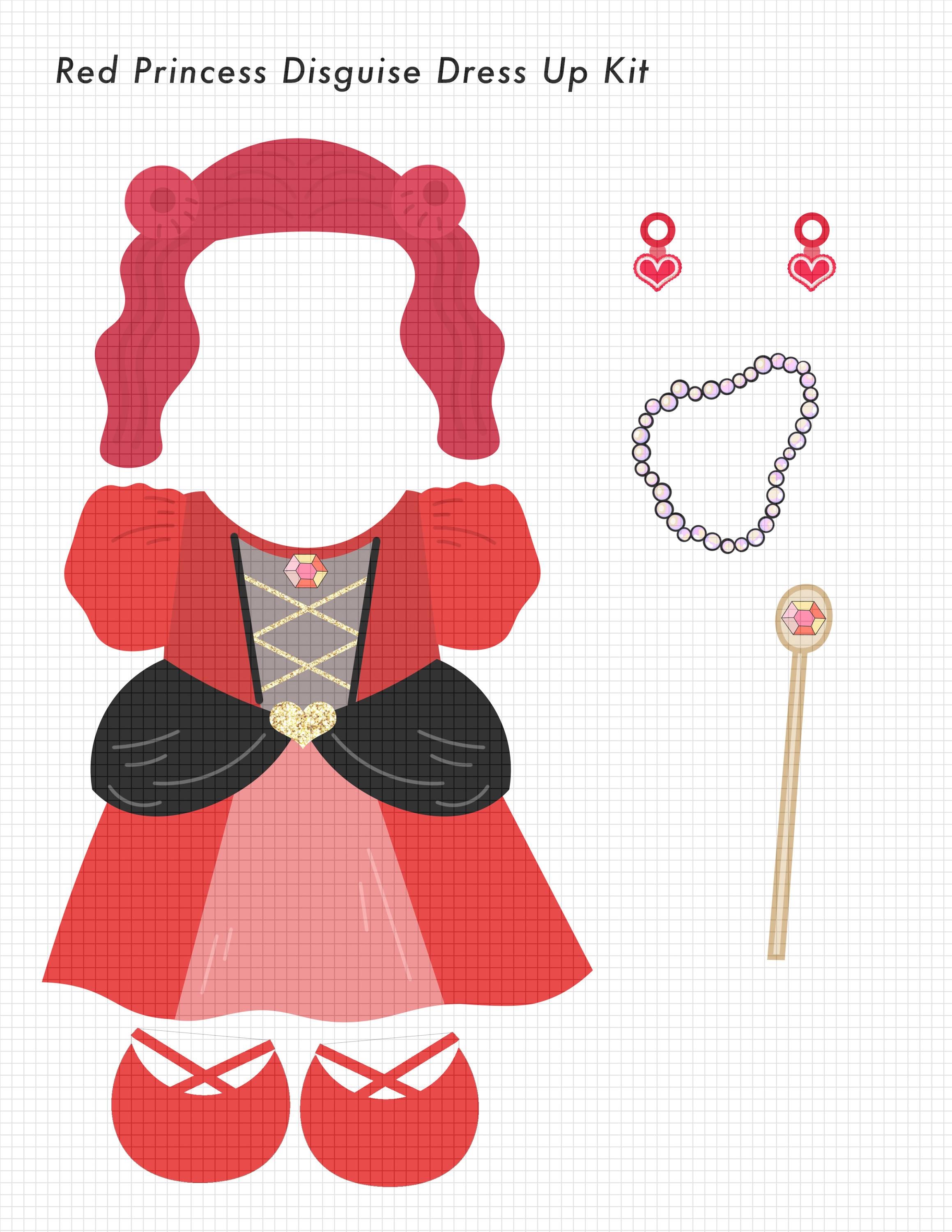 turkey disguise printable - red princess, red princess dress