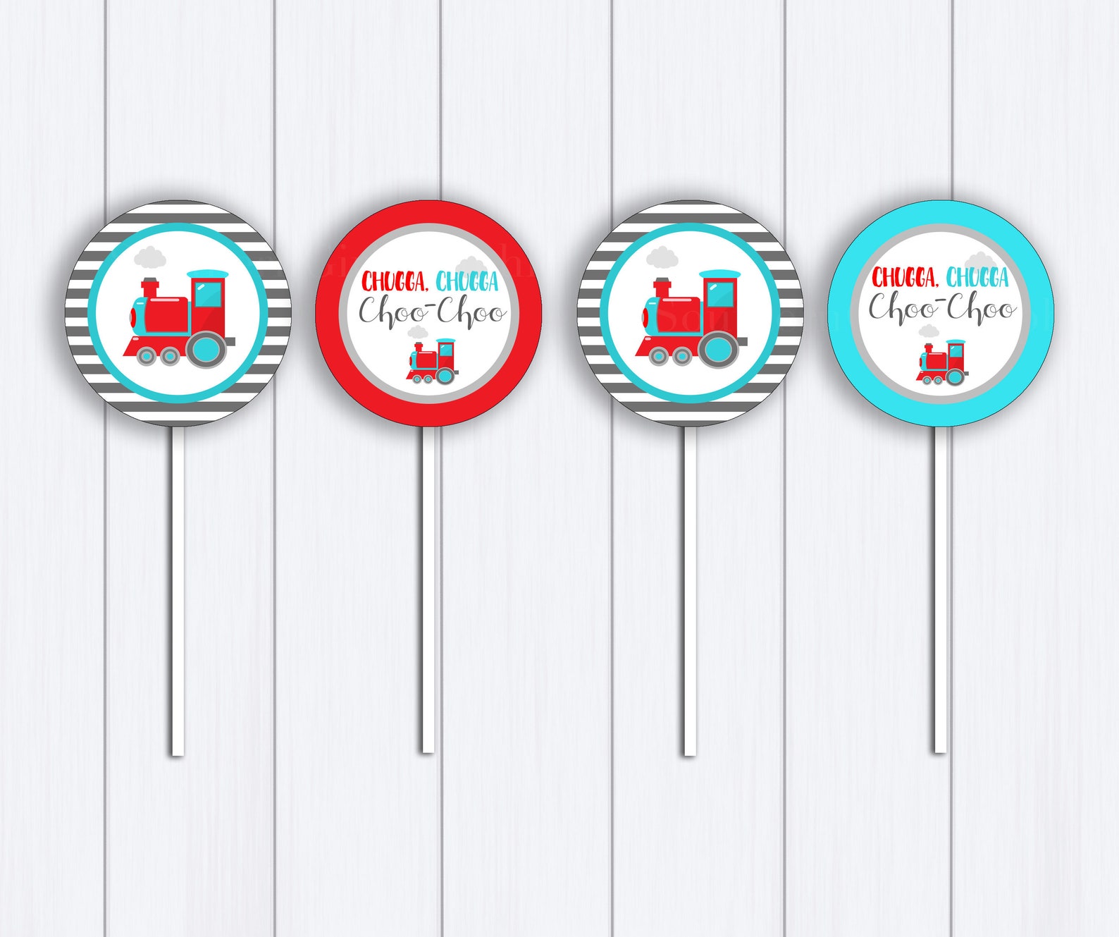 Train Birthday Cupcake Toppers TRAIN CUPCAKE Etsy