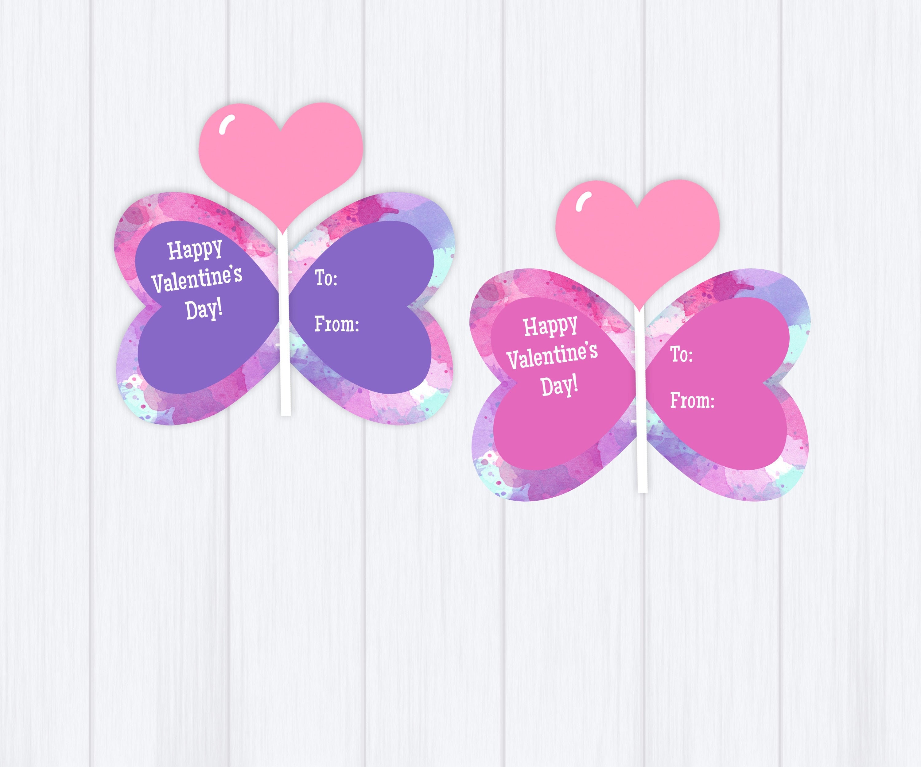 Lollipop Butterfly Valentine Card Printable Download: "lollipop ...