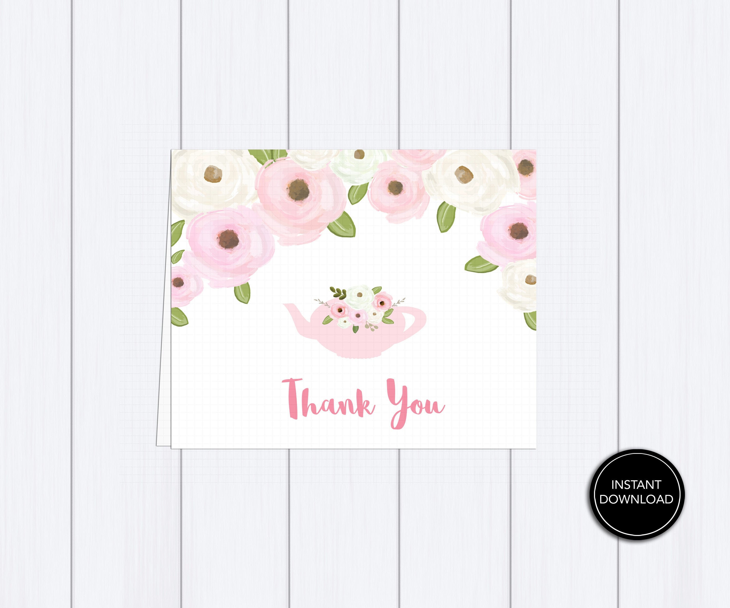 Tea Thank You Card Printable Download tea THANK Etsy