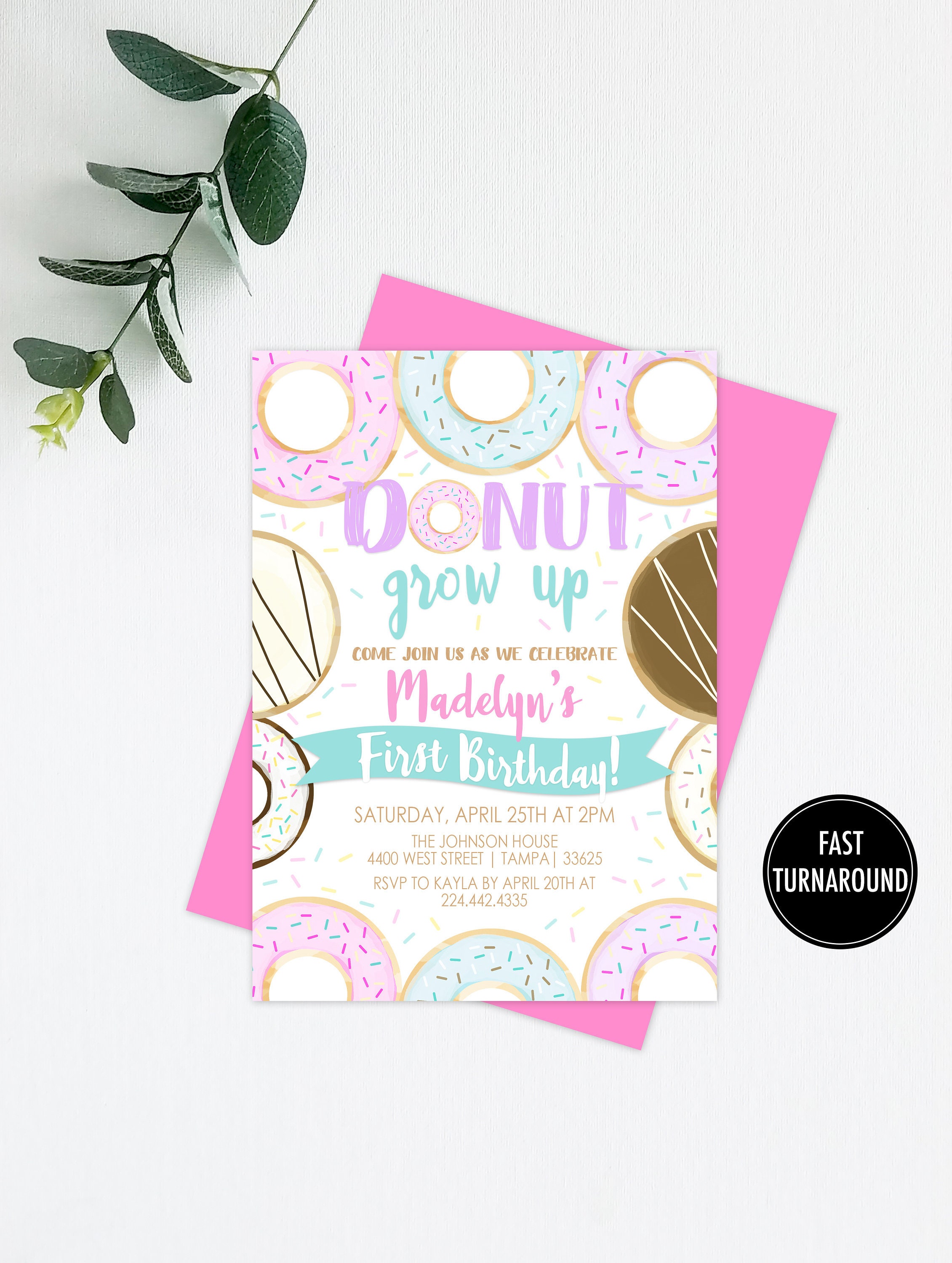 Donut Birthday Invitation Printable: donut - Etsy UK