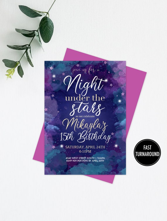 Night Under the Stars Invitation Printable: stars | Etsy