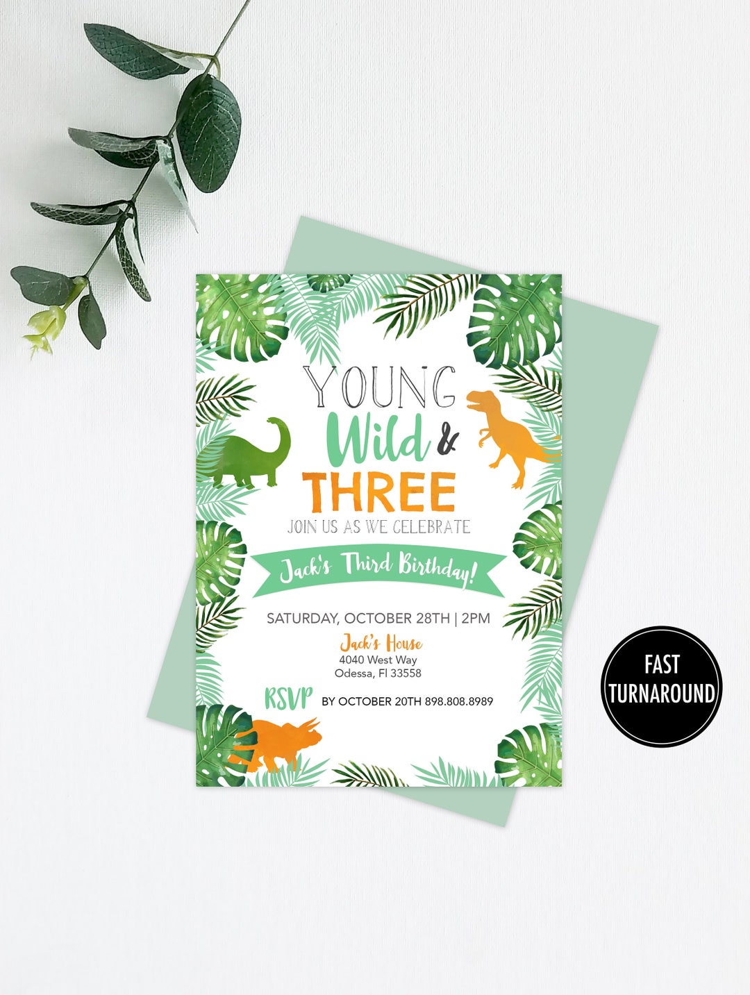 Dinosaur Birthday Invitation Printable: dinosaur Invitation Young Wild ...