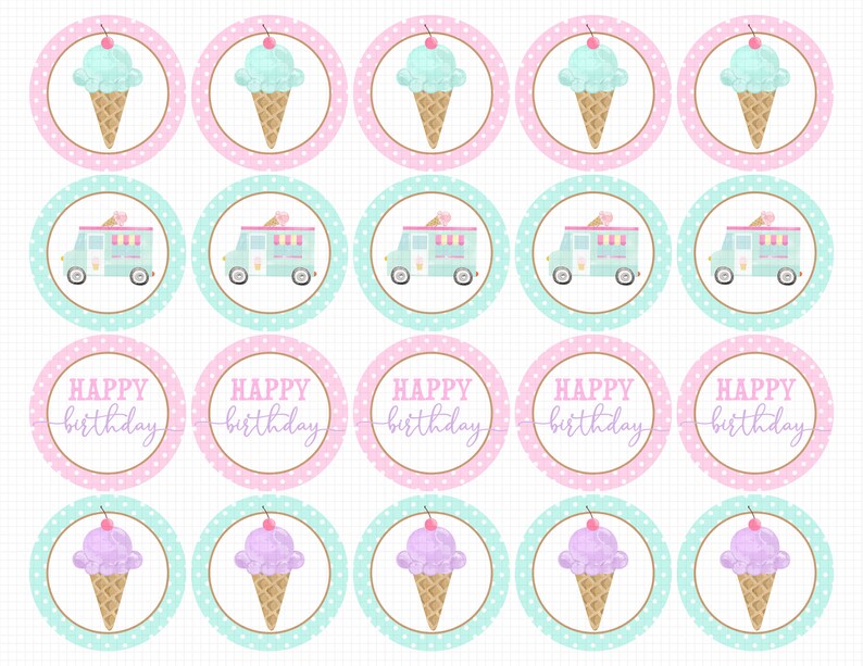 Ice Cream Cupcake Toppers Printable: ice CREAM - Etsy