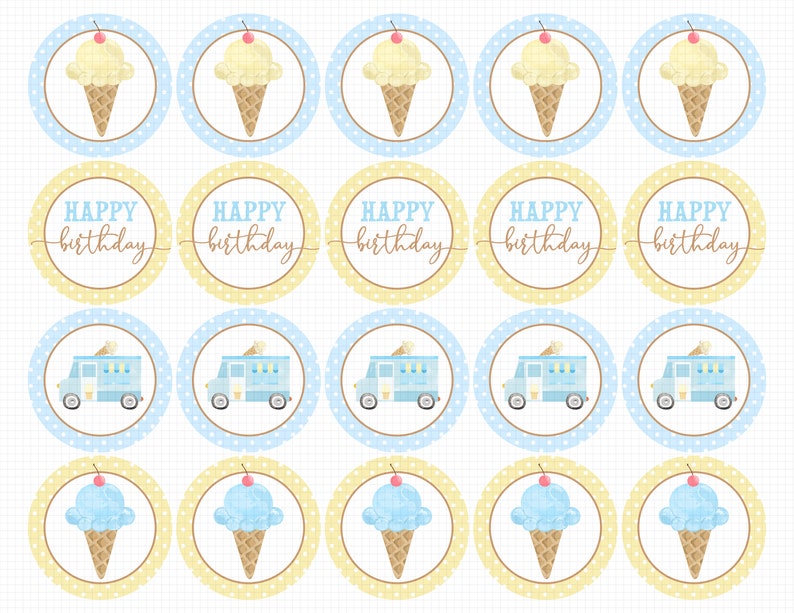 Ice Cream Cupcake Toppers Printable: ice CREAM - Etsy