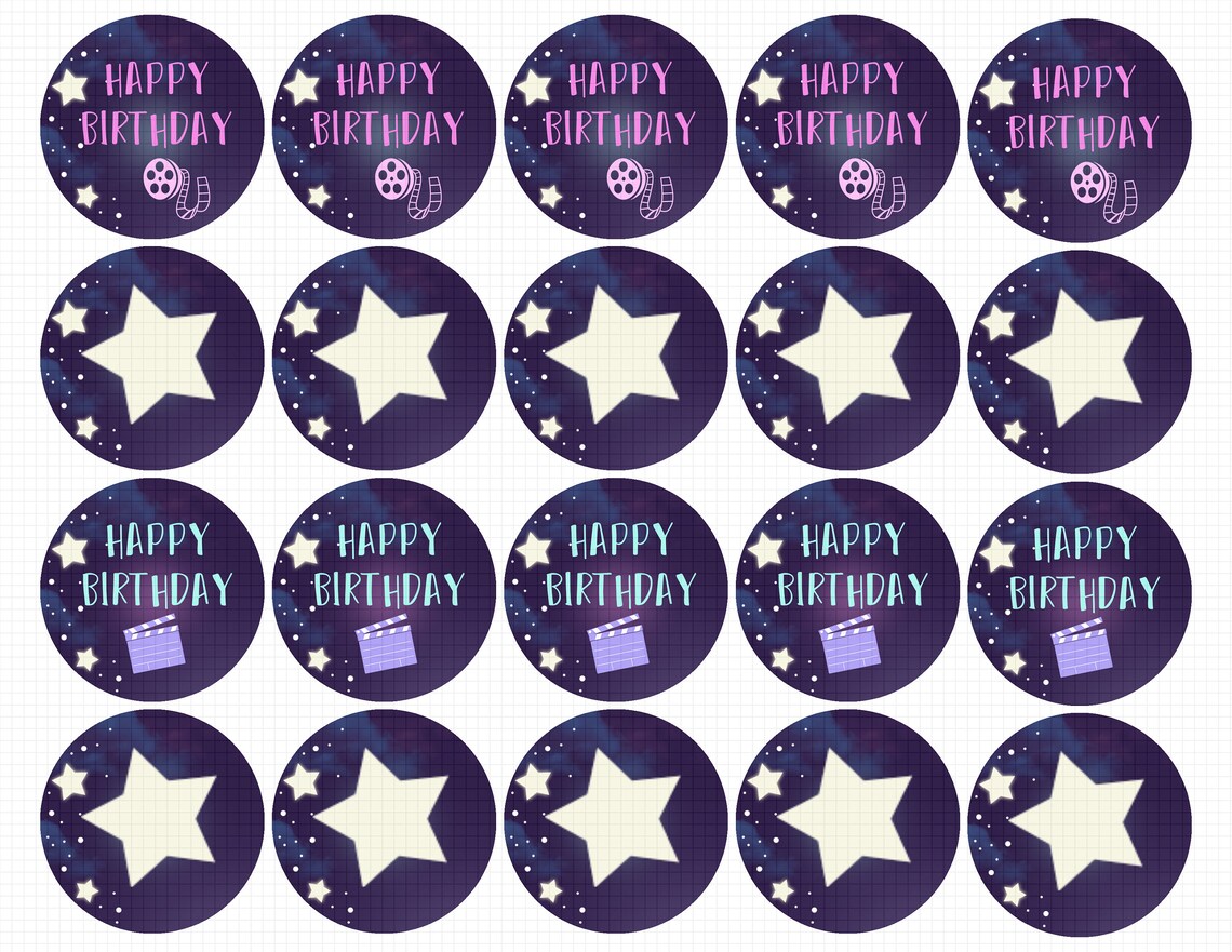 Movie Birthday Cupcake Topper Printable: movie CUPCAKE - Etsy