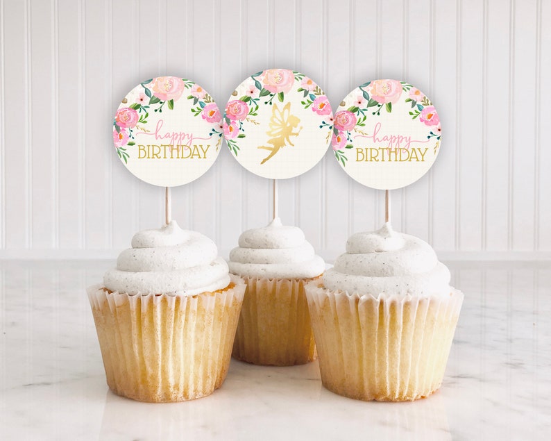 Fairy Cupcake Toppers Printable: floral CUPCAKE | Etsy