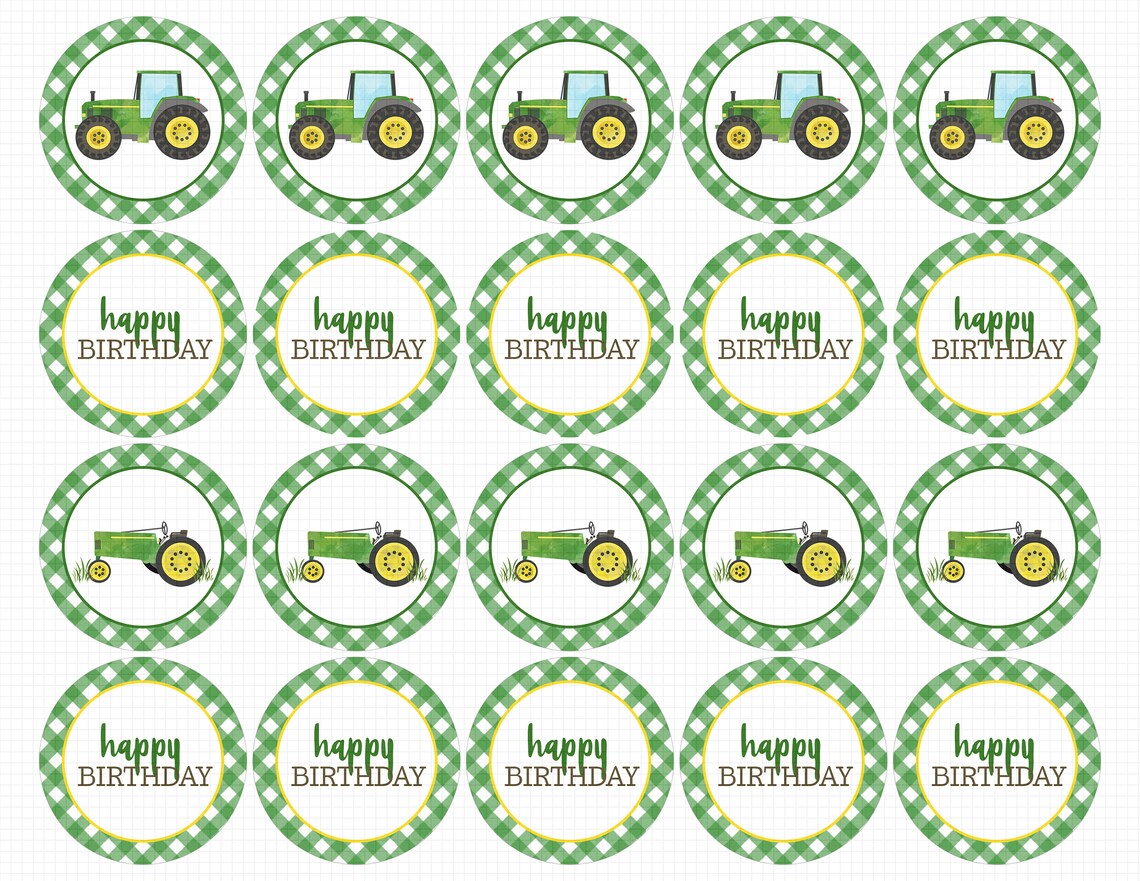 Tractor Cupcake Toppers Printable: Green Tractor Cupcake - Etsy