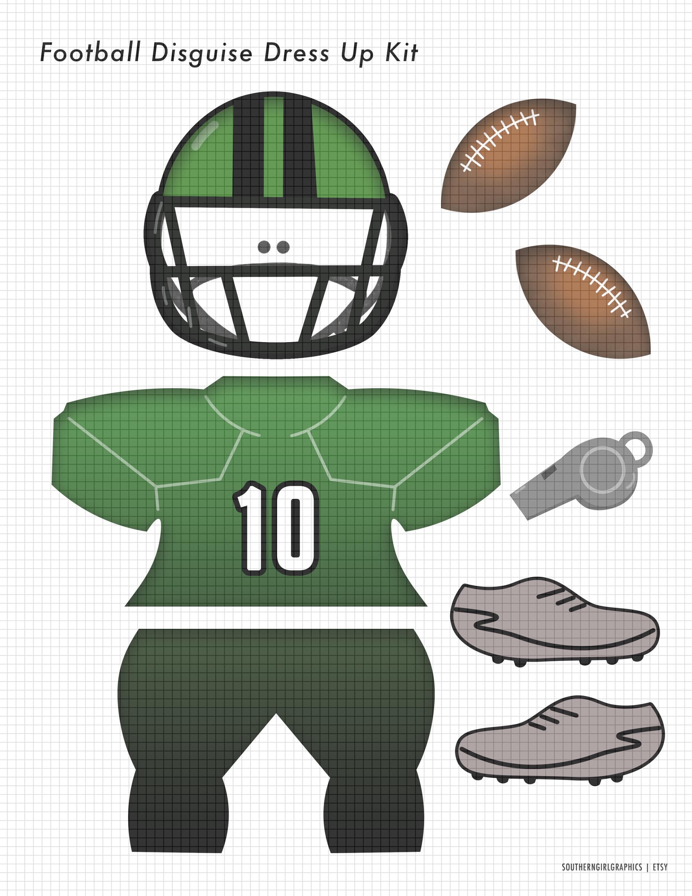 turkey disguise clip art: football player costume (pdf) - etsy