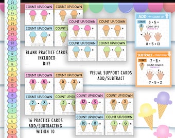 Counting On Ice Cream Math Centers - number line practice, counting up, counting down, visual supports, special ed, basic operations