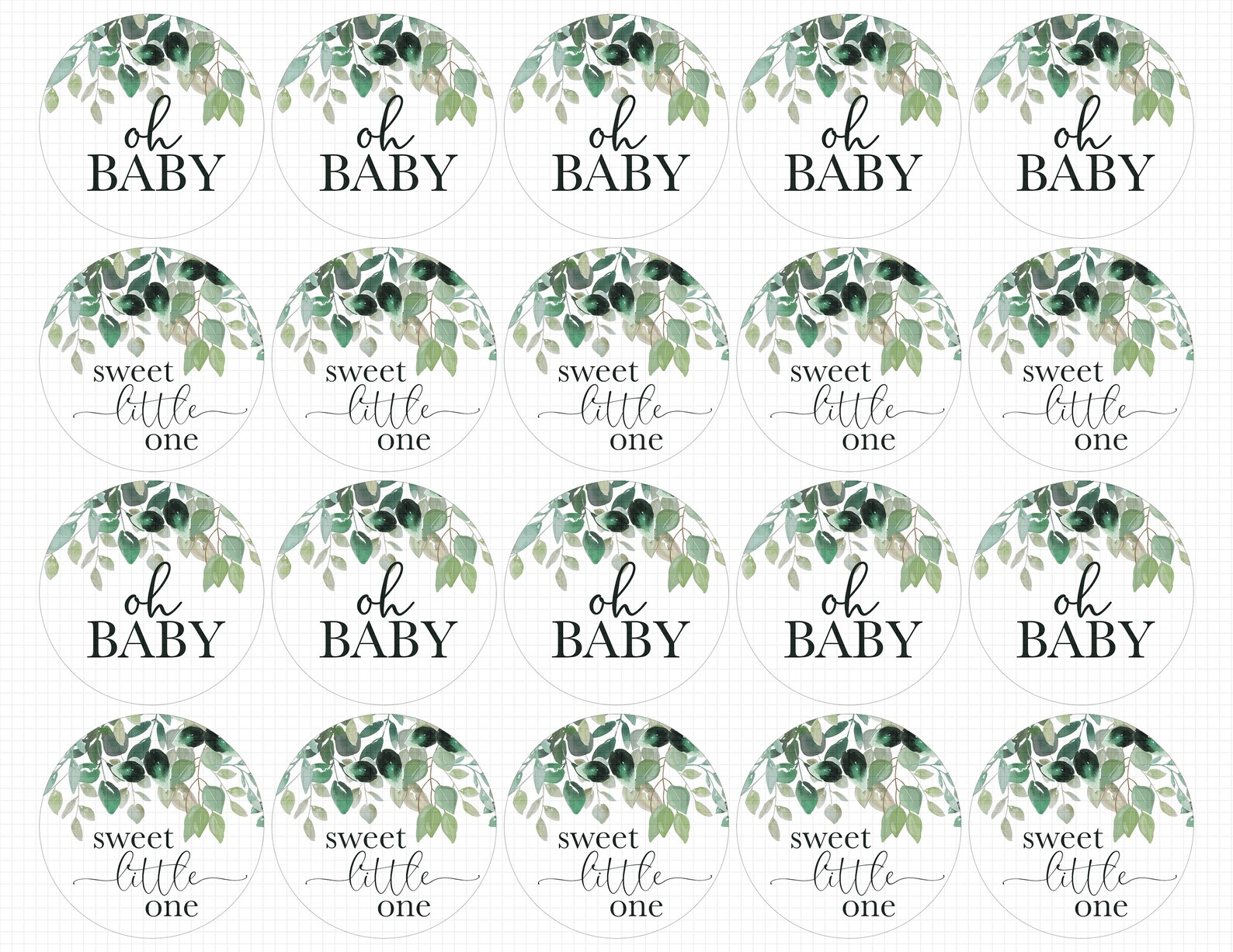 Greenery Baby Shower Cupcake Toppers leafy CUPCAKE Etsy
