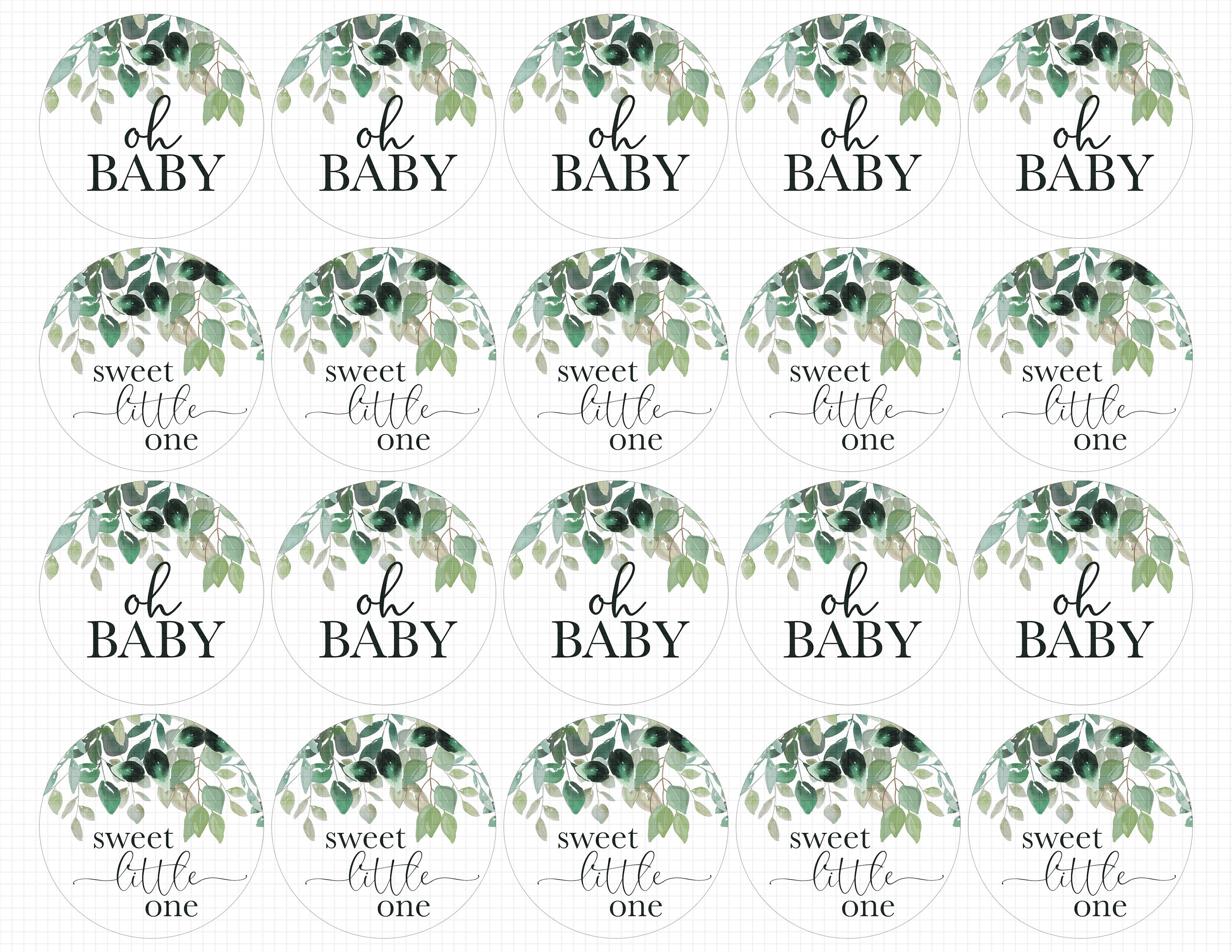 Greenery Baby Shower Cupcake Toppers leafy CUPCAKE Etsy