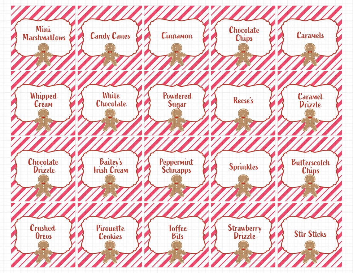 Hot Cocoa Bar Topping Labels Printable Download: 
