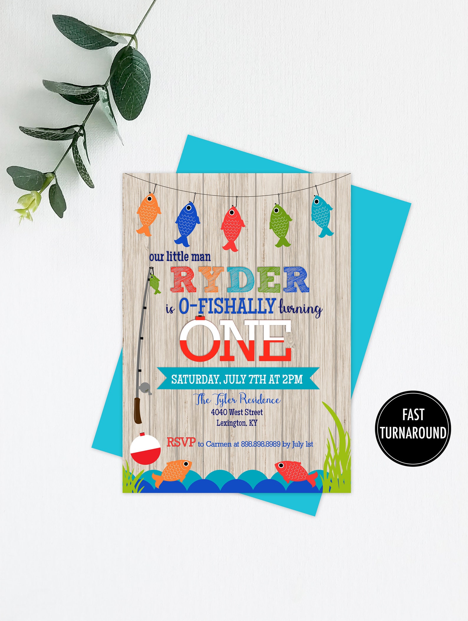 Ofishally One Invitation Printable: fish Birthday - Etsy