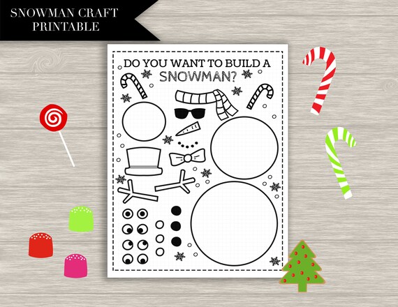 Snowman Craft Printable  christmas Crafts Kids