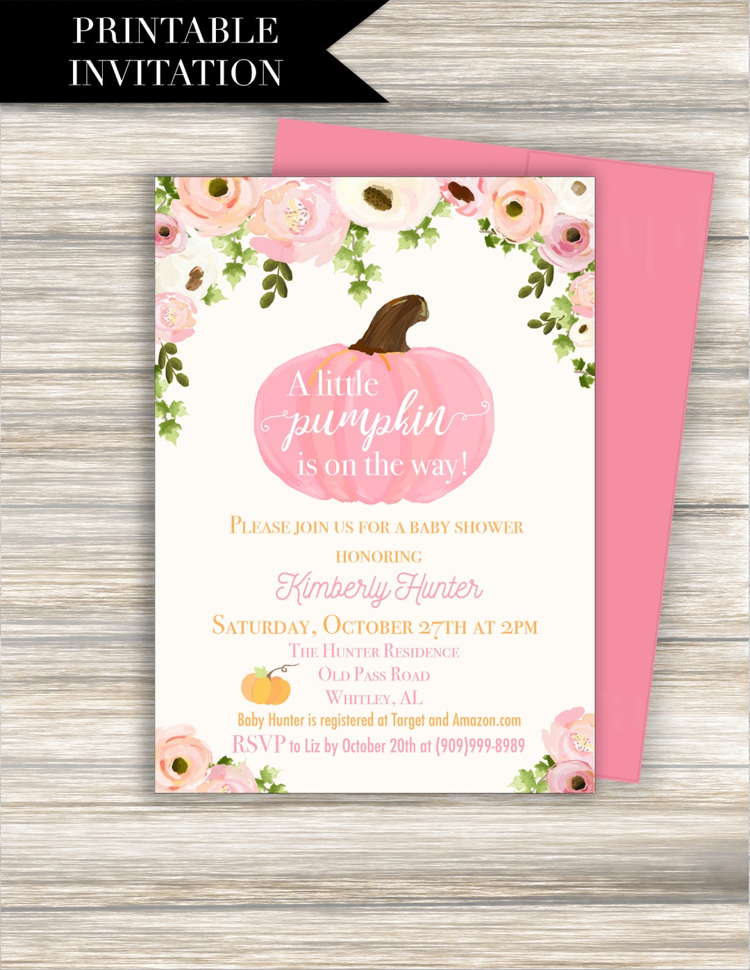 Pumpkin Baby Shower Invitation Printable a New Little - Etsy
