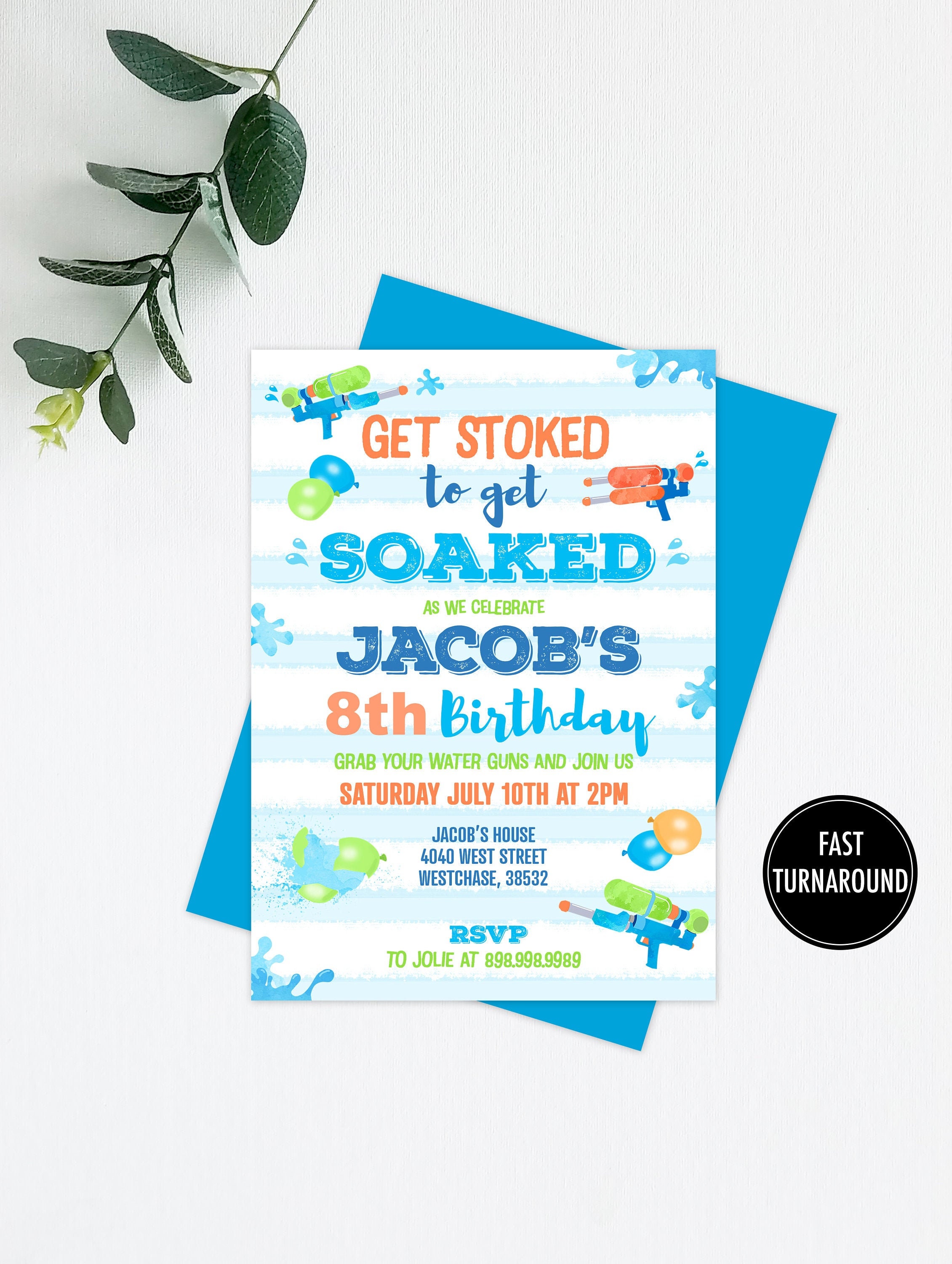 Water Gun Invitation Printable: 