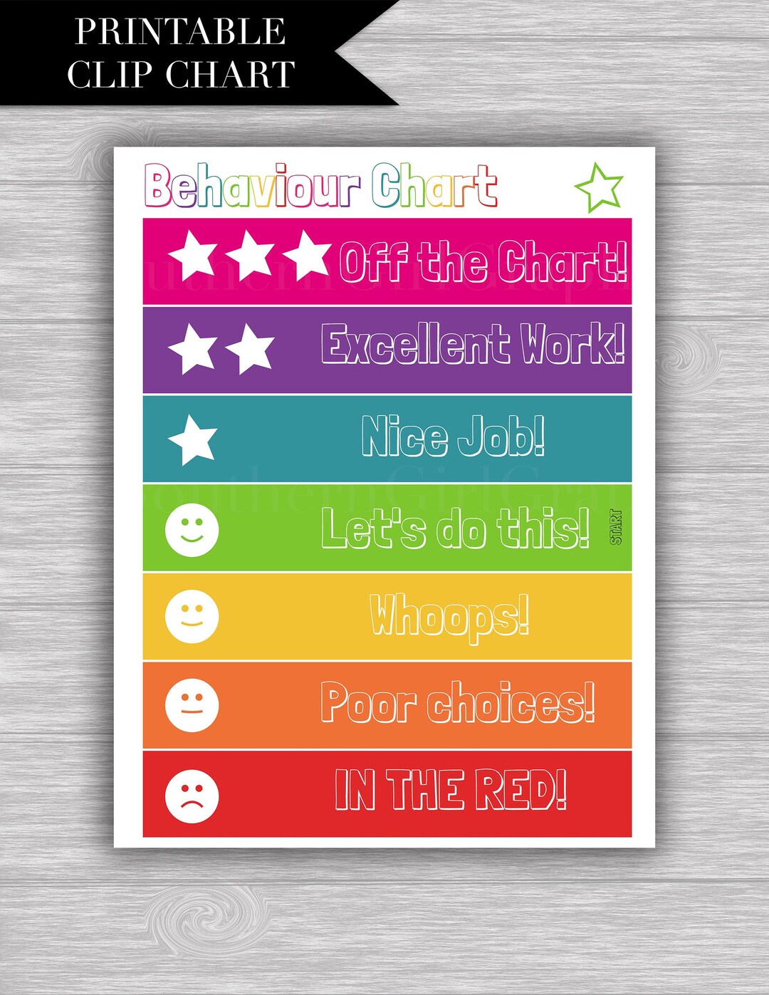 Behaviour Chart Clothespin Printable Download behaviour CLIP Chart