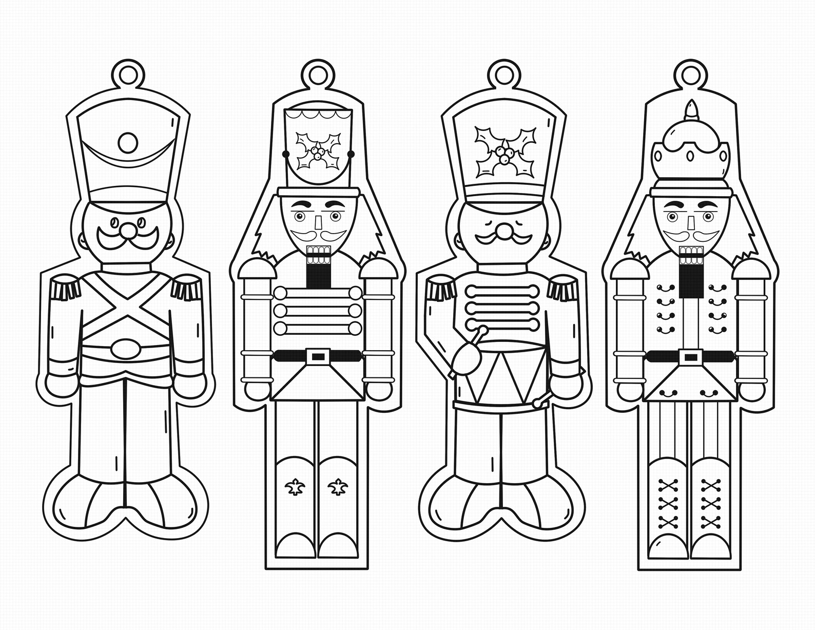 Nutcracker Coloring Ornaments Printable Cut and Color Toy | Etsy