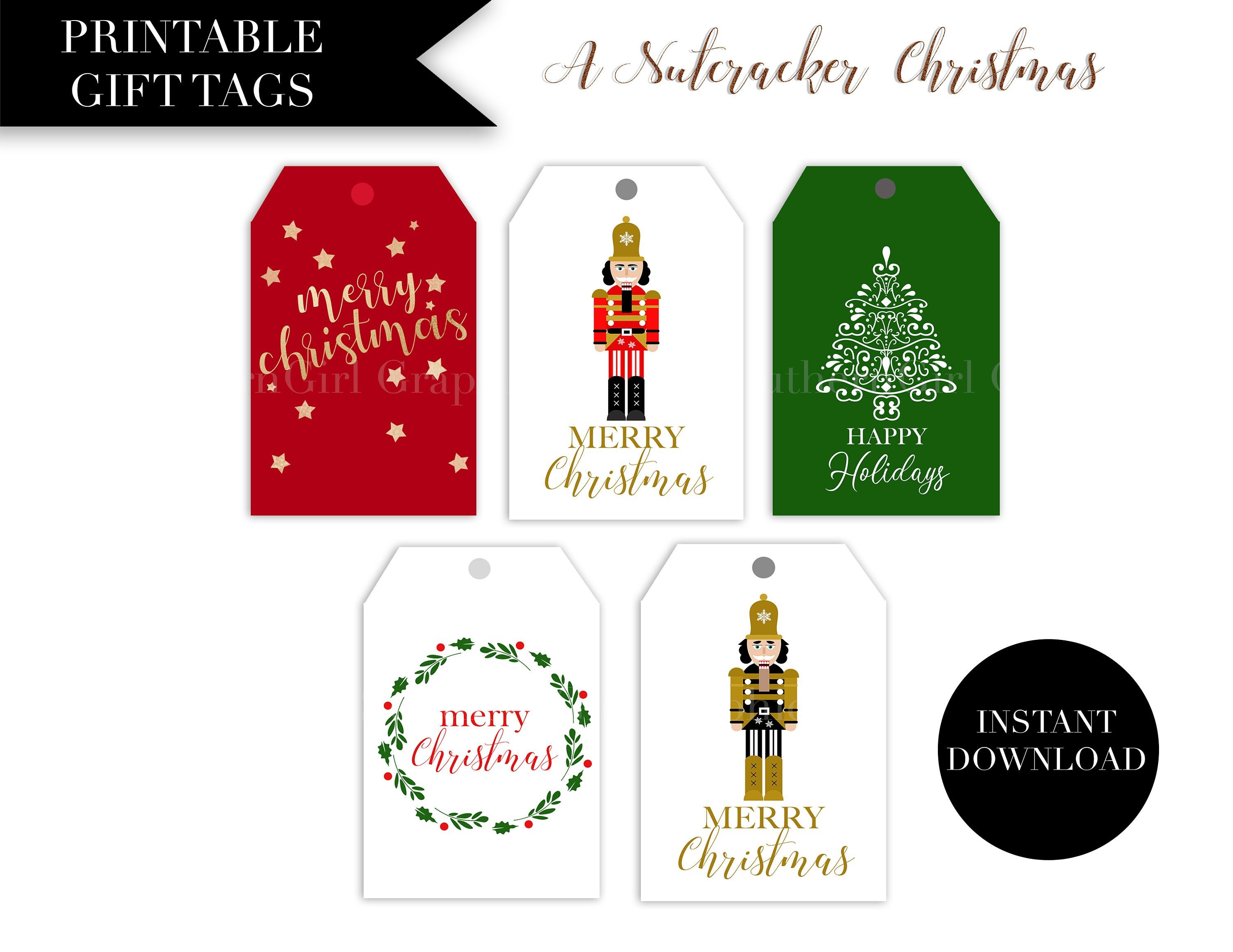 Nutcracker Gift Tag Printable: nutcracker CHRISTMAS | Etsy
