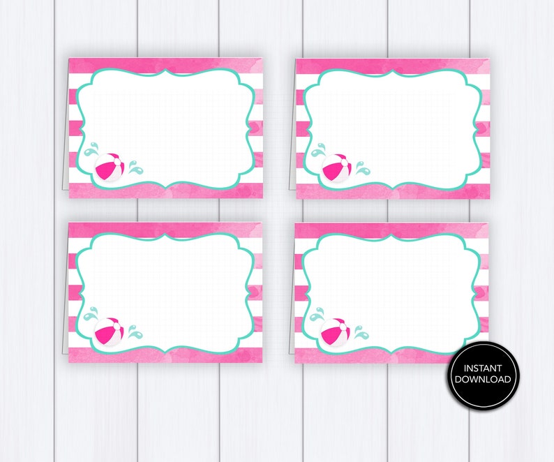 Pool Party Food Cards Printable: pool PARTY TENT - Etsy