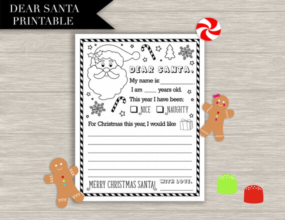 Letter to Santa Printable  DEAR SANTA Christmas