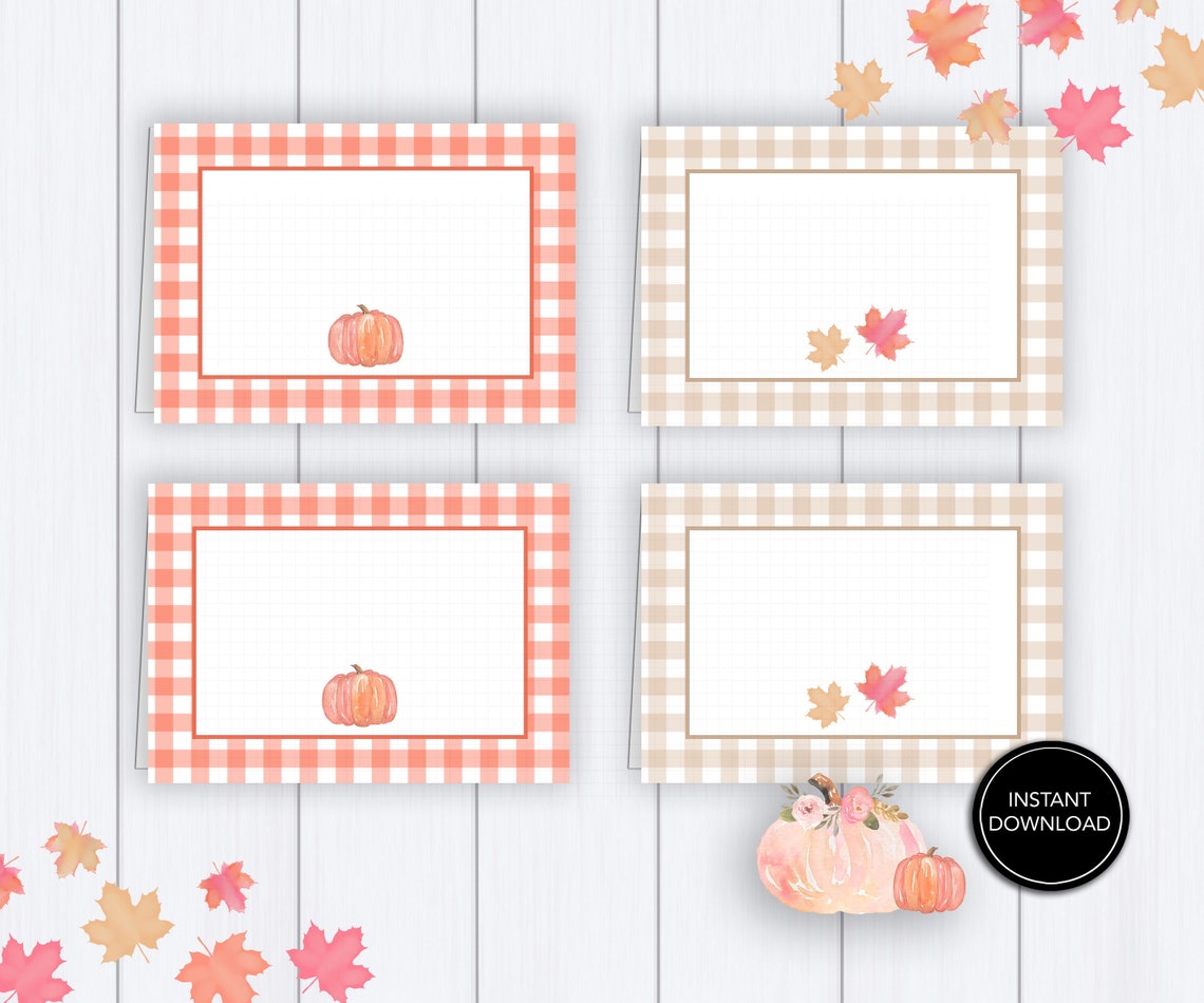 Thanksgiving Place Cards Printable: buffalo PLAID | Etsy