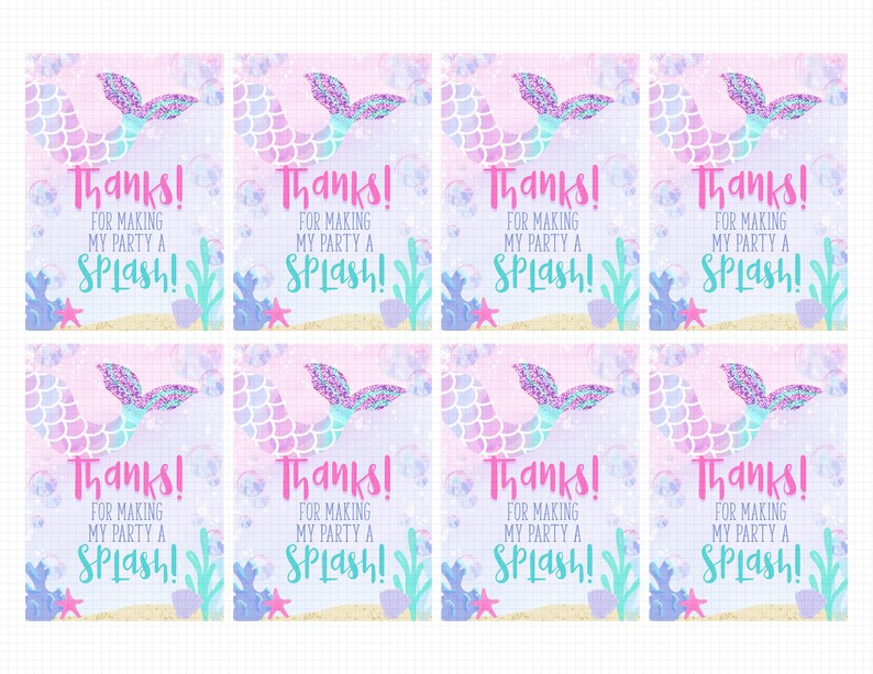 Mermaid Favor Tag Printable Download: mermaid Tag - Etsy