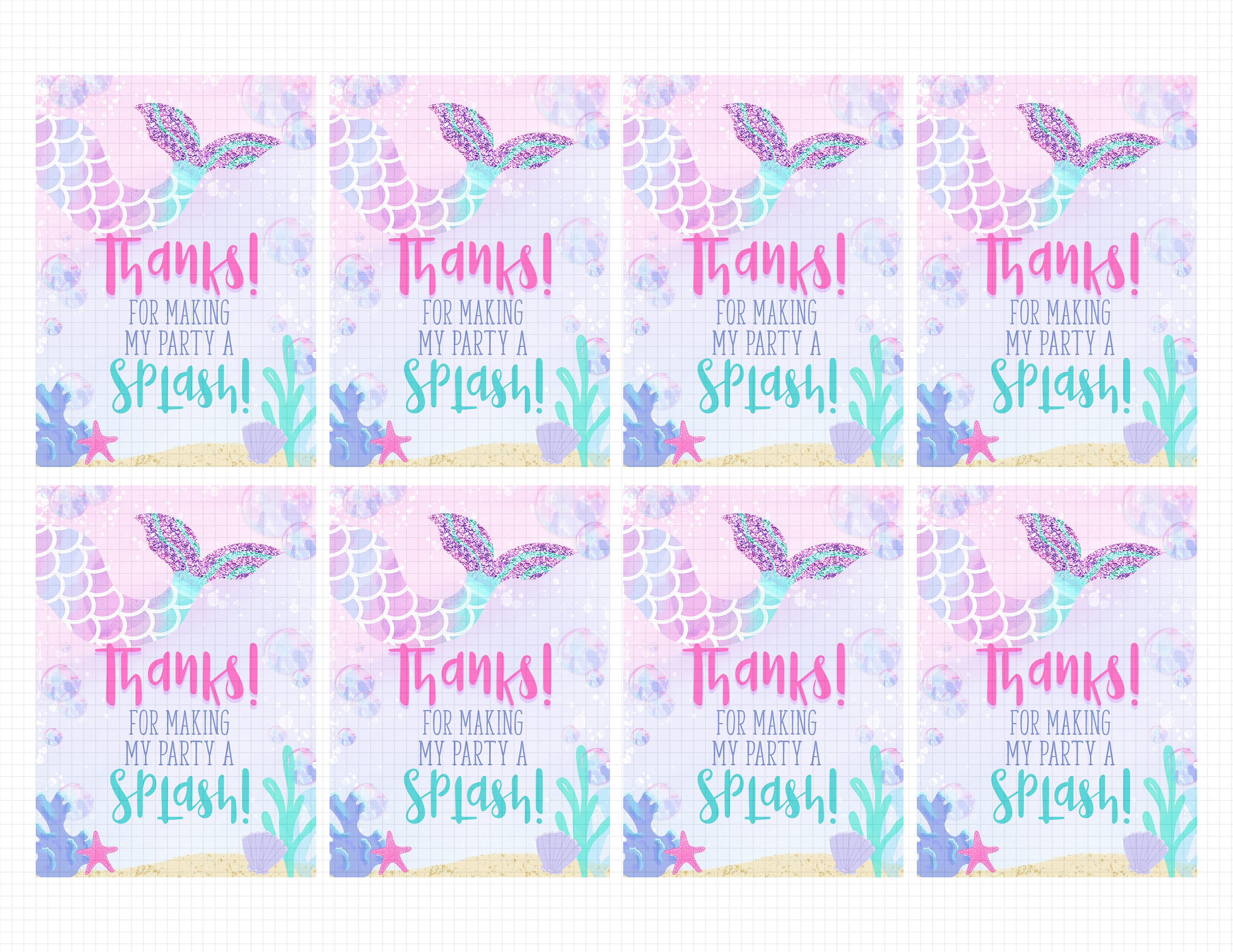 mermaid favor tag printable download mermaid tag etsy