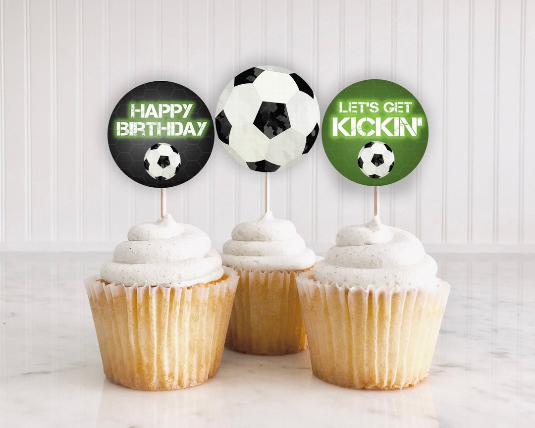 Soccer Cupcake Toppers Printable "soccer BIRTHDAY Cupcake" Soccer