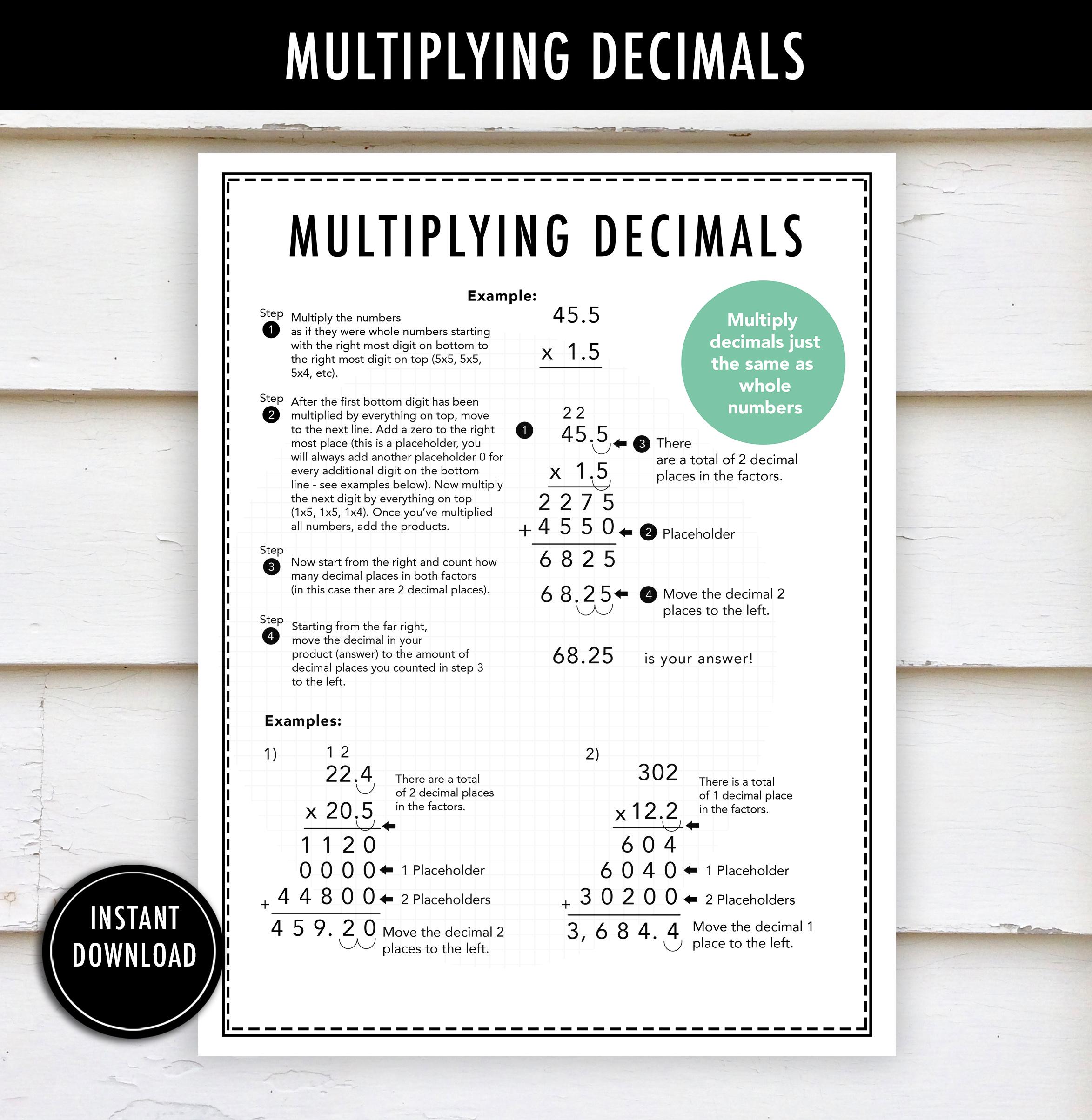 Multiplicar decimales - Etsy México, image size:2347x2408
