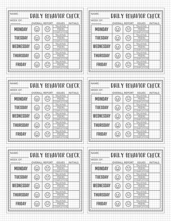 daily behavior report card grade.pdf Daily Behavior Report for Home