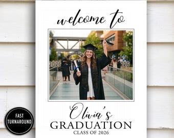 Simple and Modern Graduation Sign Printable: 16x20, photo, girl, grad party signage