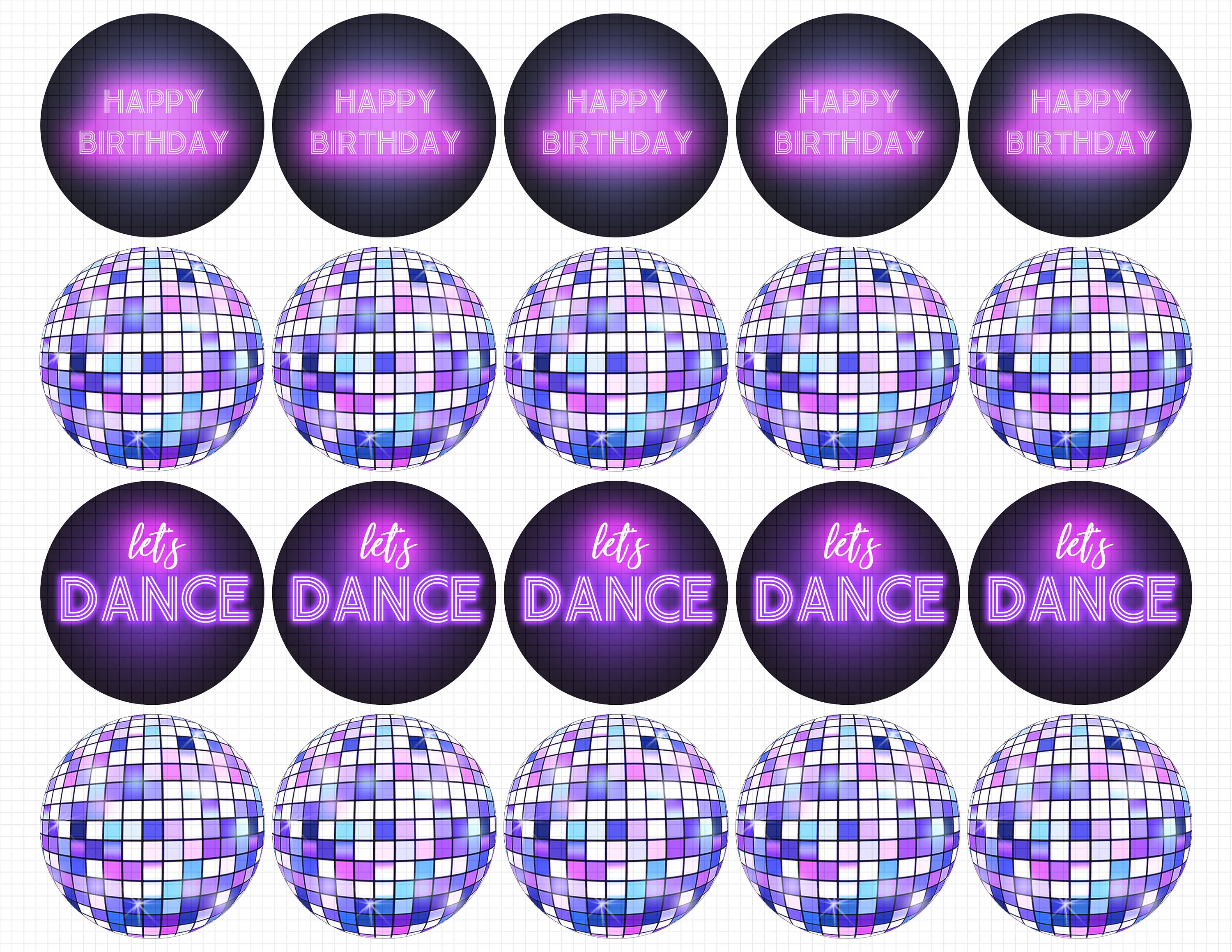 BEISHIDA 27 PCS Hot Pink Disco Ball Cake Toppers - Mini Mirror Ball Cupcake Toppers For Disco Theme Party, 70s 80s Party Decorations, Birthday