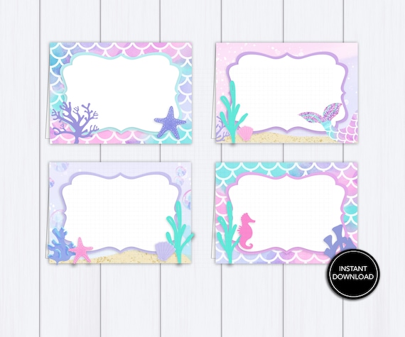 Mermaid Tent Cards Printable: mermaid FOOD Cards - Etsy
