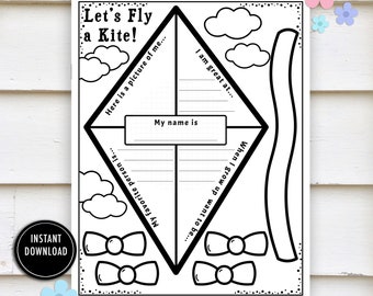 Kite Craft Bulletin Board Activity: "KITE CRAFT PRINTABLE" back to school, bulletin board, writing activity, writing worksheet, resource