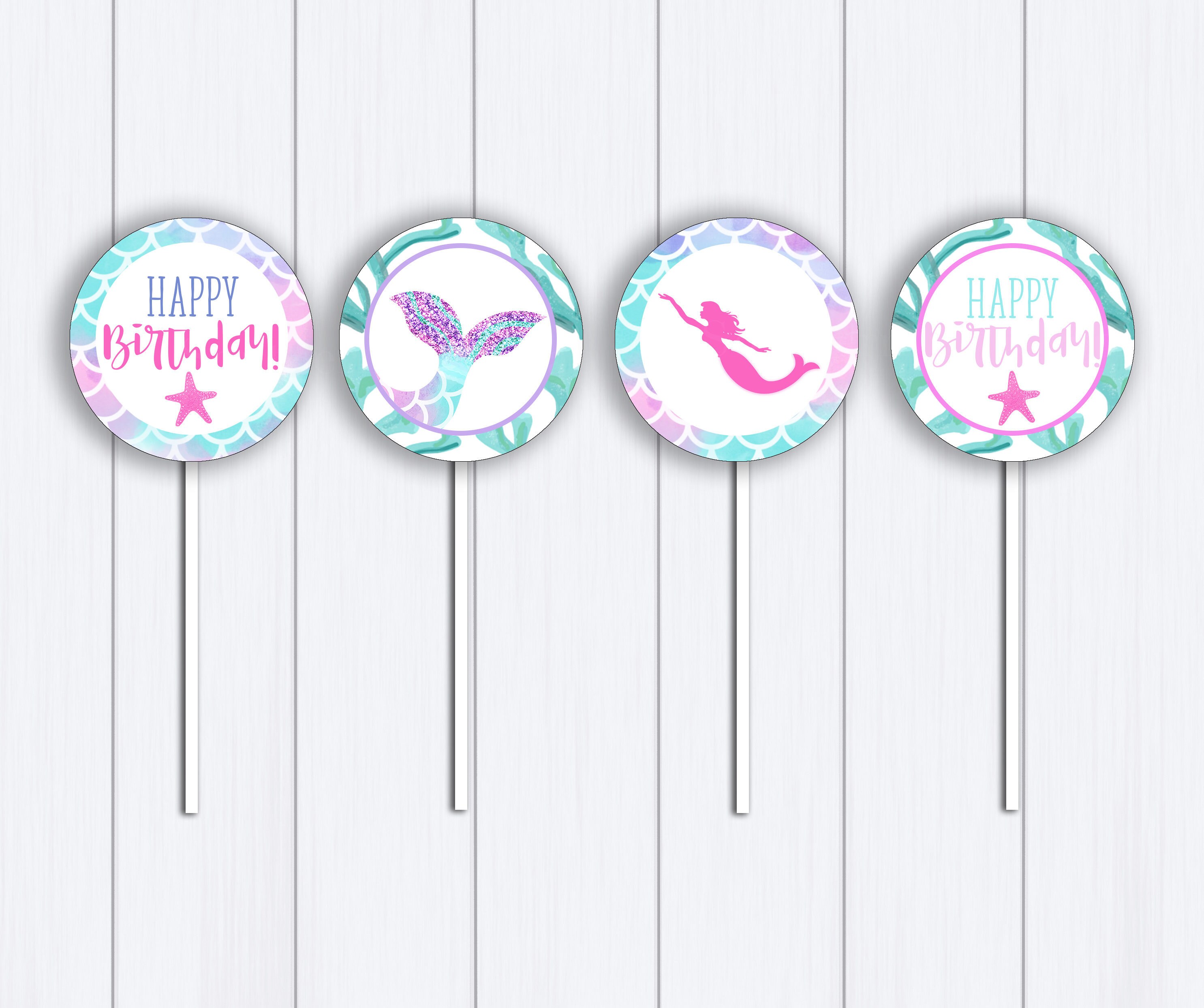 Mermaid Cupcake Toppers mermaid CUPCAKE Topper Etsy