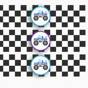 Blue Purple Monster Truck Water bottle wraps Printable Digital Download: &quot;MONSTER TRUCK&quot; bottle wrap purple and blue for monster truck party
