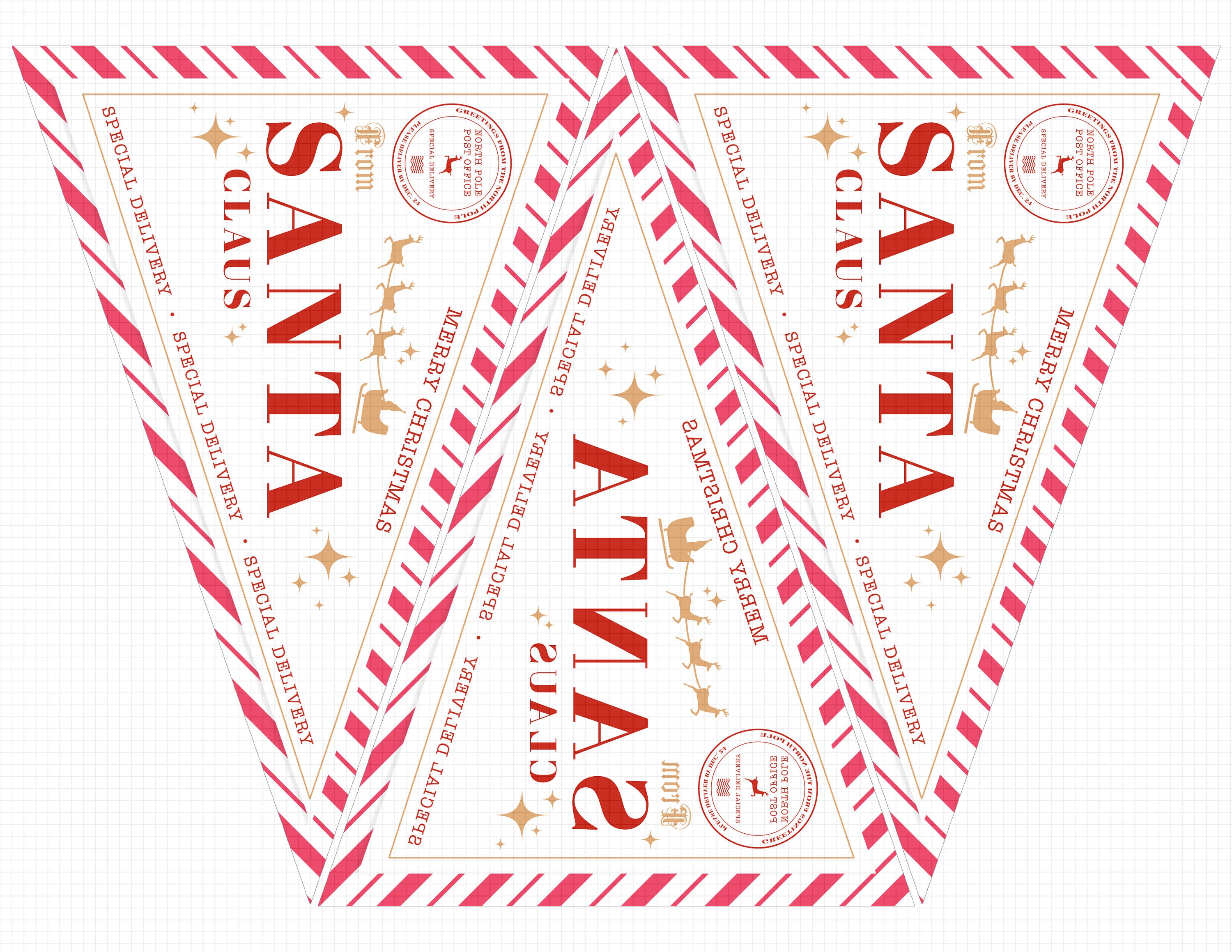 Triangular Santa From Santa Pennant Printable: santa Flags North - Etsy