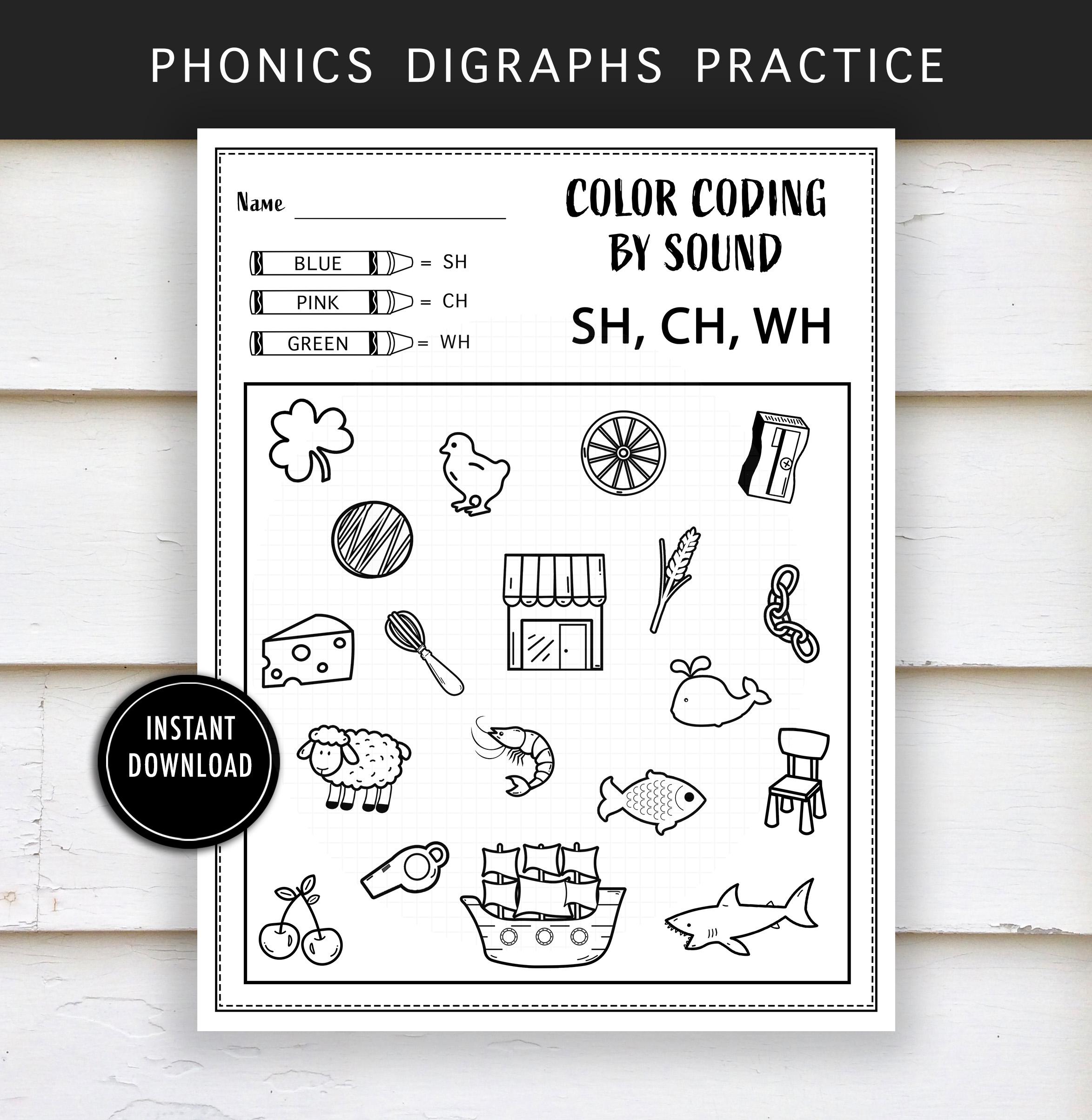 Color by Sound Digraphs Practice - 