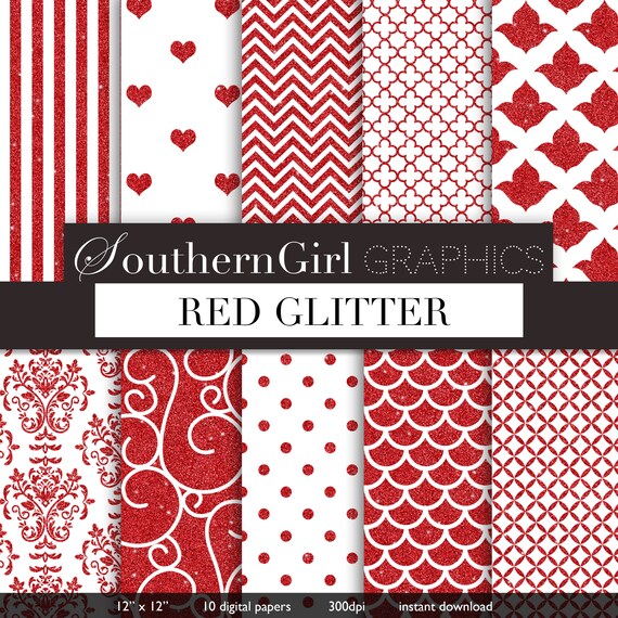 Red Glitter Digital Paper: red GLITTER Textures | Etsy
