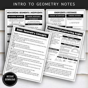 Geometry Study Guide Notes: Geometry Introduction | Visual Geometry Notes  | Segments | Midpoints | Distance Formula (Digital Download)