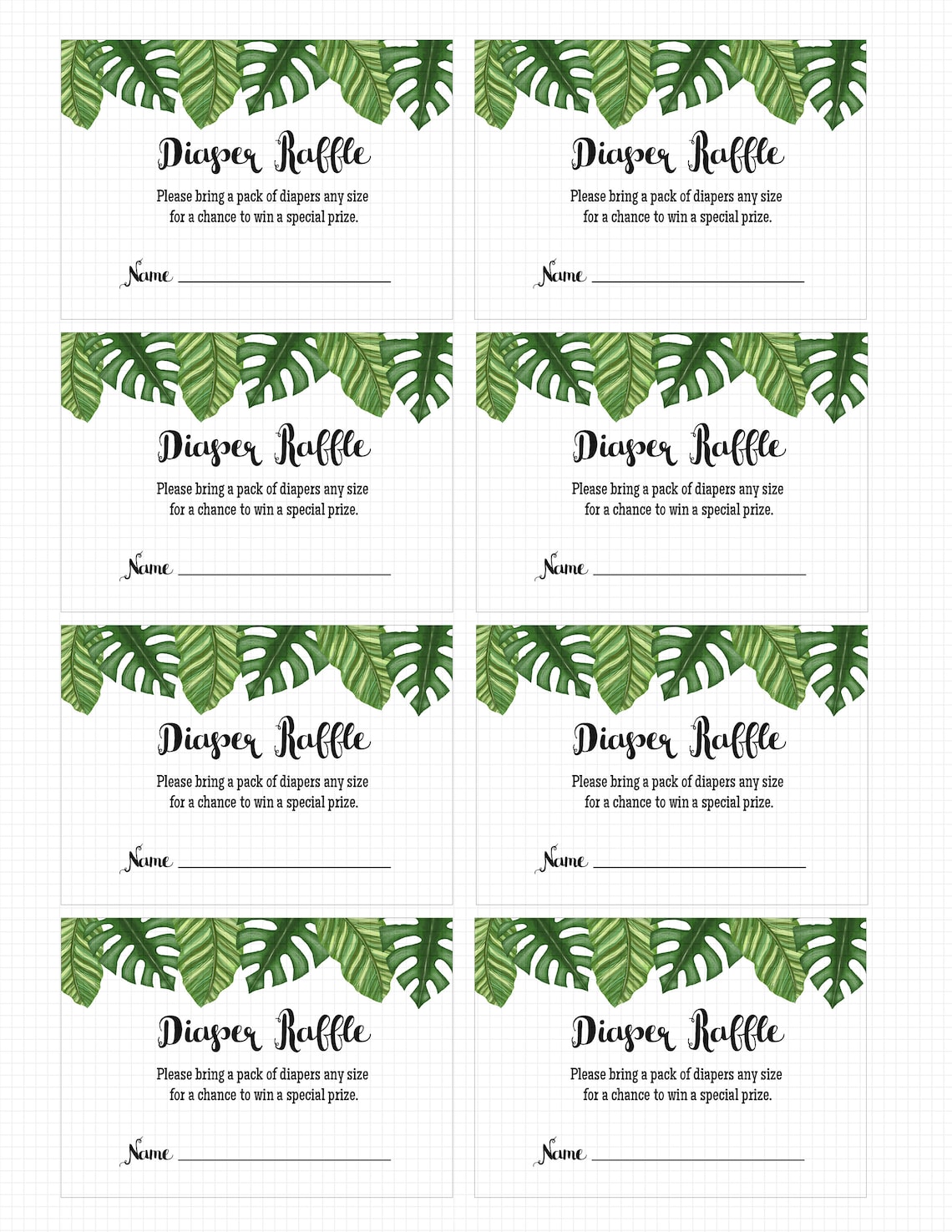 Safari Diaper Raffle Card Printable Download: diaper - Etsy
