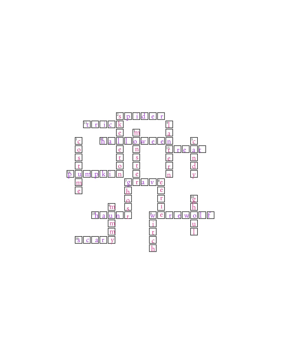 Halloween Activity Printable Crossword Puzzle Kids Halloween