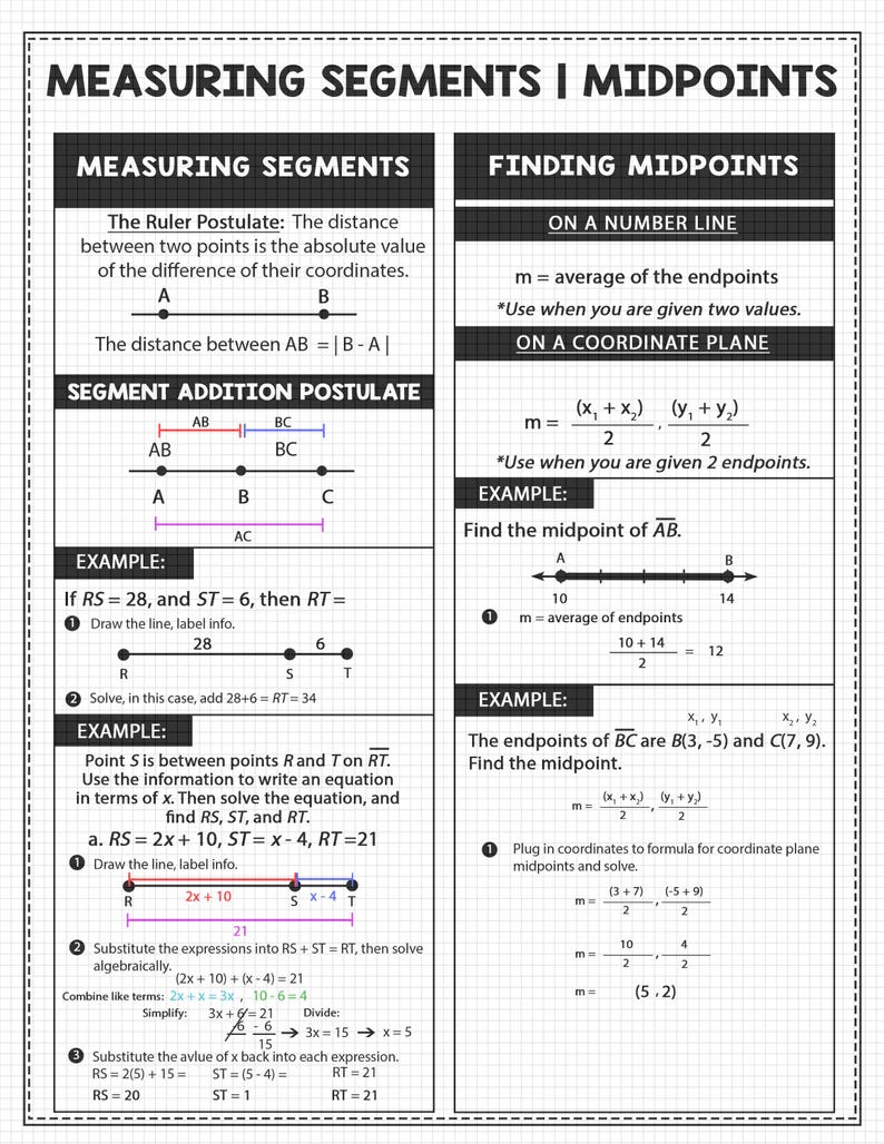Geometry Study Guide Notes: Geometry Introduction | Visual Geometry Notes | Segments | Midpoints | Distance Formula (Digital Download) image 2