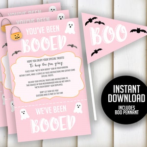 Pink You&#39;ve Been Booed Kit Printable (Download)- &quot;BOO SIGN&quot; pink boo, girls boo kit, halloween kit, boo poem, instructions, kit