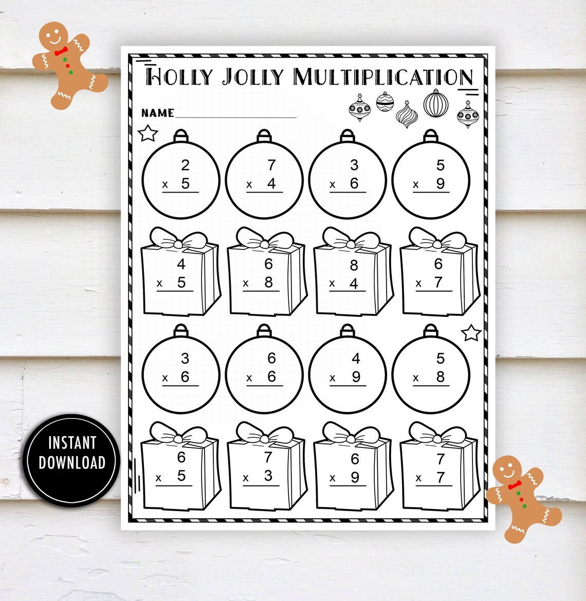 Christmas Multiplication Worksheet – Winter Math Practice (PDF) - Etsy