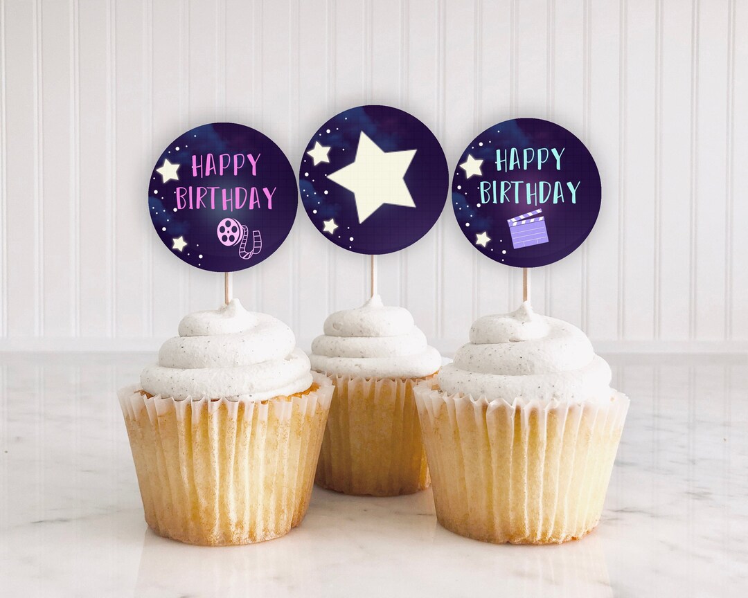 Movie Birthday Cupcake Topper Printable: "movie CUPCAKE Topper" Movie ...