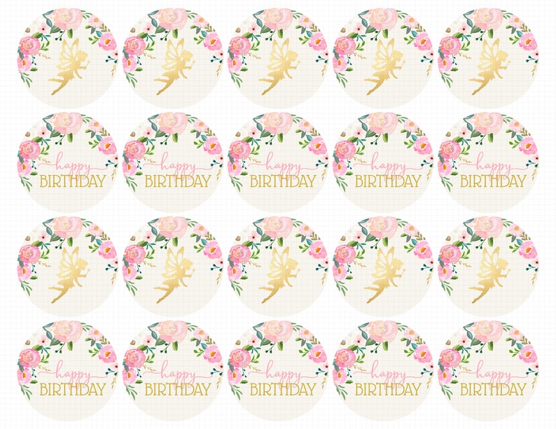 Fairy Cupcake Toppers Printable: floral CUPCAKE - Etsy