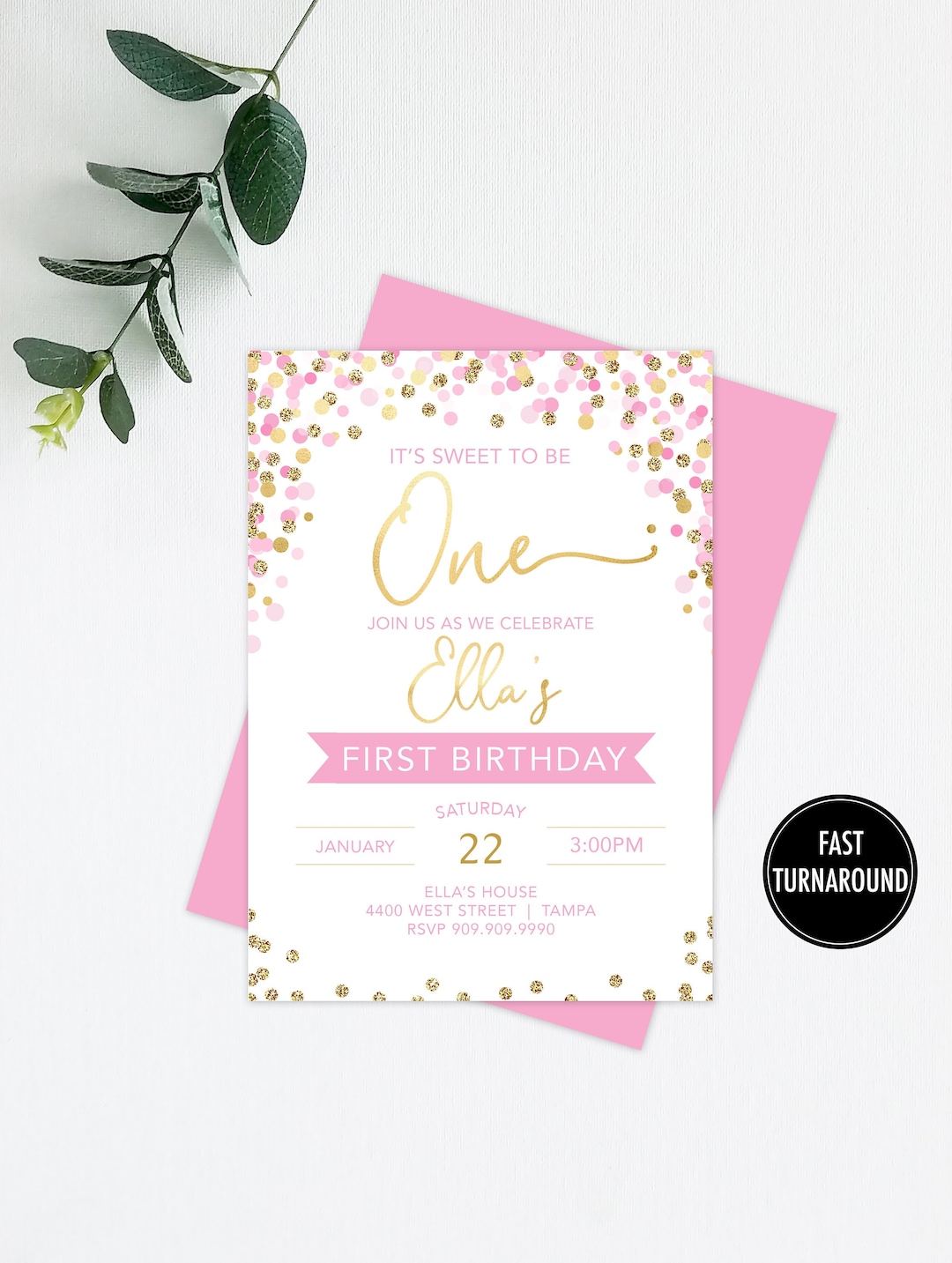 Pink Gold Birthday Invitation Printable: pink & GOLD Invitation Girl ...